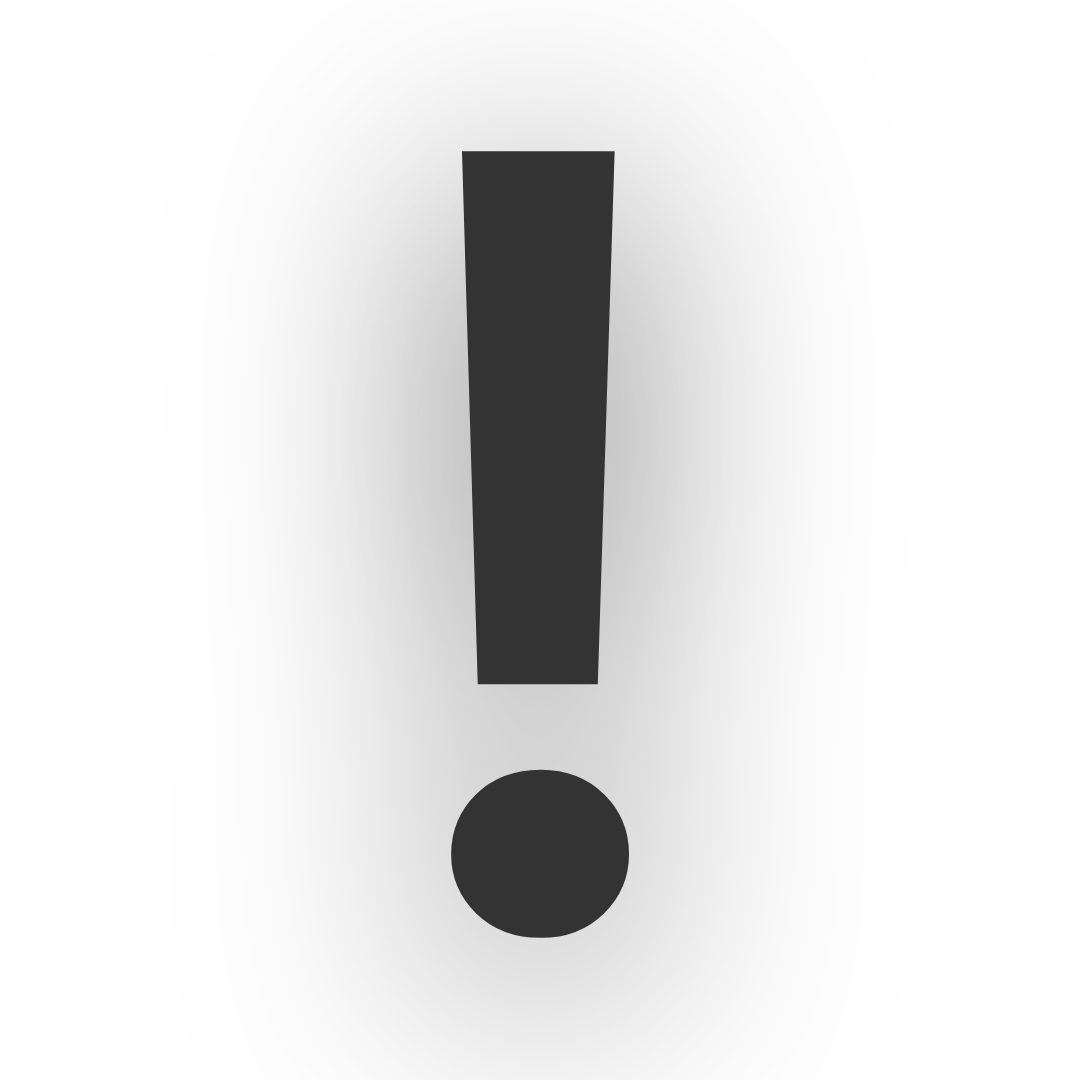 Black exclamation mark on a white background