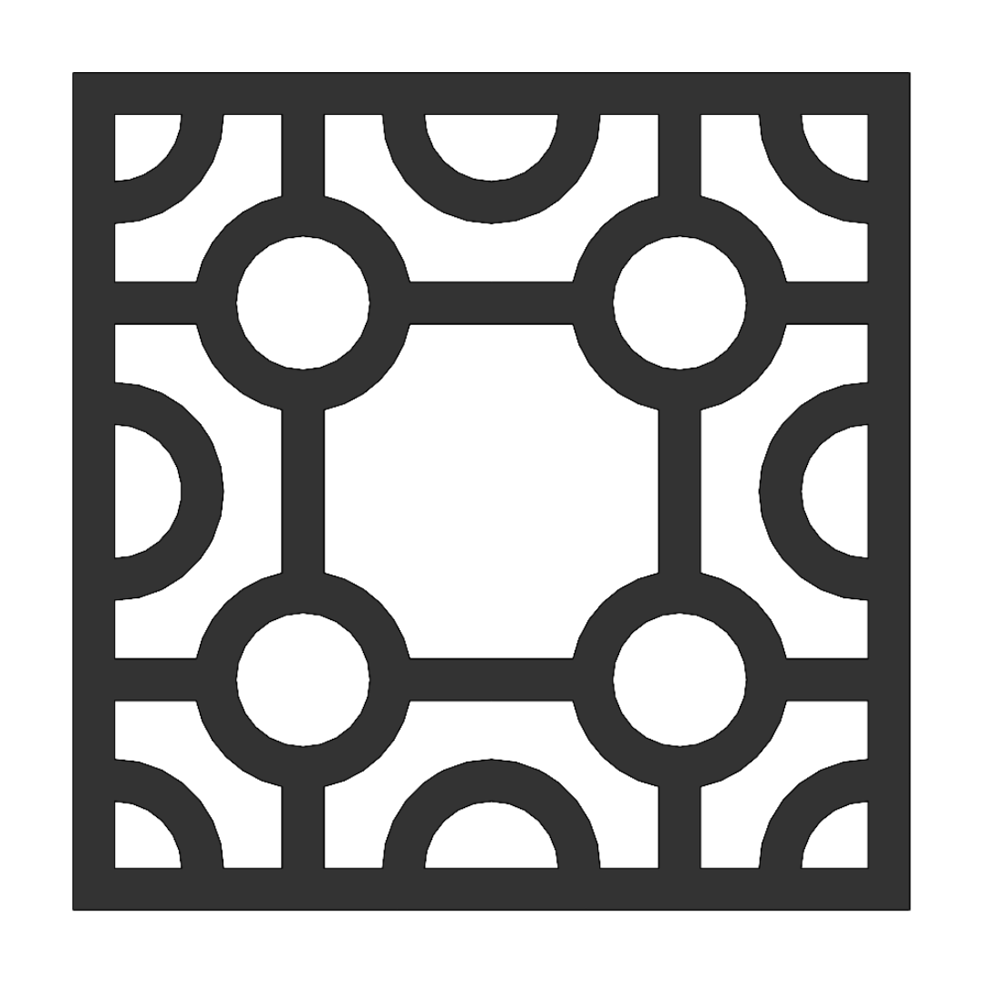 Decorative square panel with circular geometric pattern